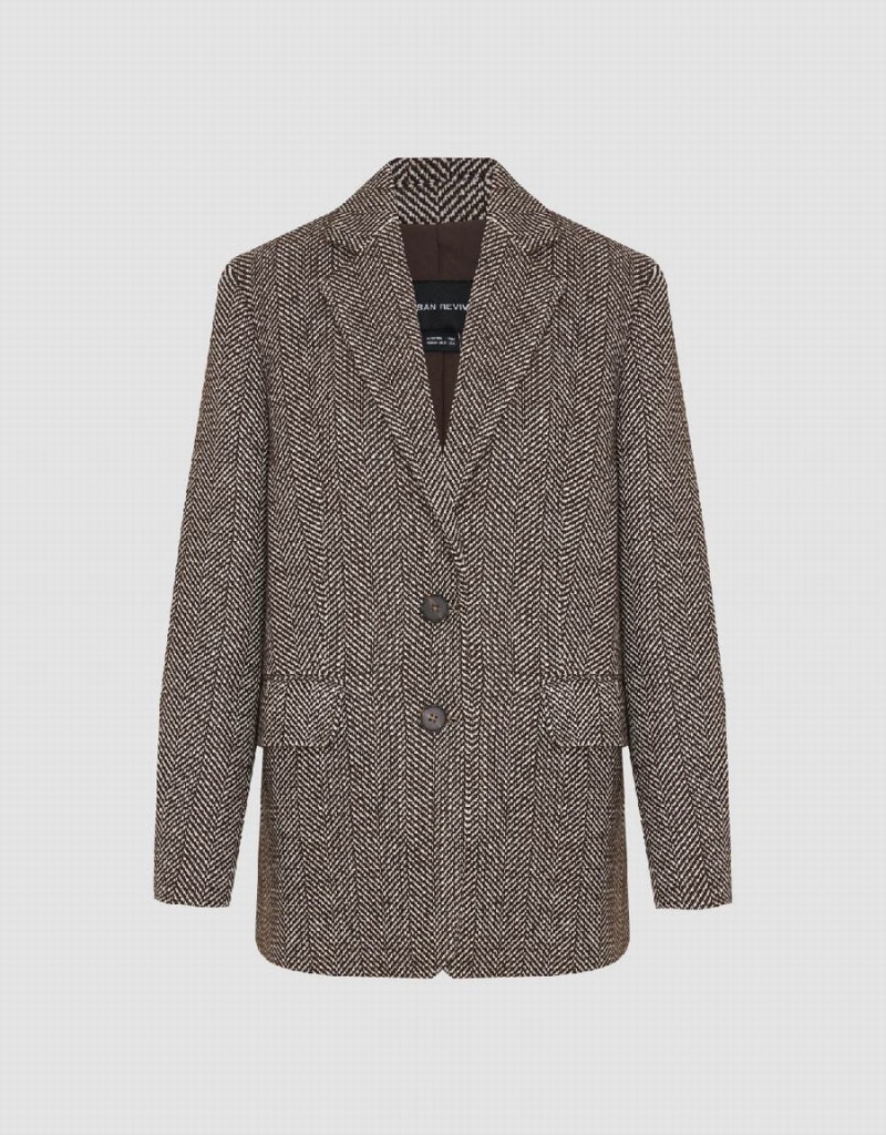 Blazers Urban Revivo Notch Lapel Tailored Mujer Marrom | KHK9191UO