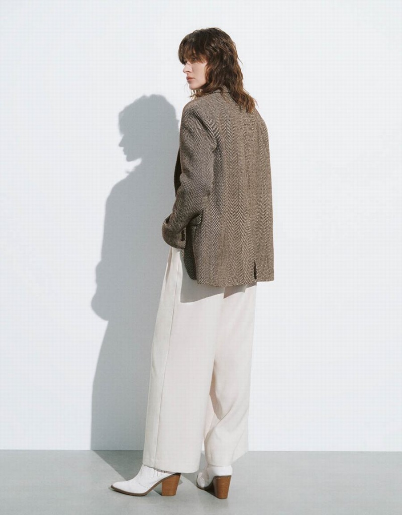 Blazers Urban Revivo Notch Lapel Tailored Mujer Marrom | KHK9191UO