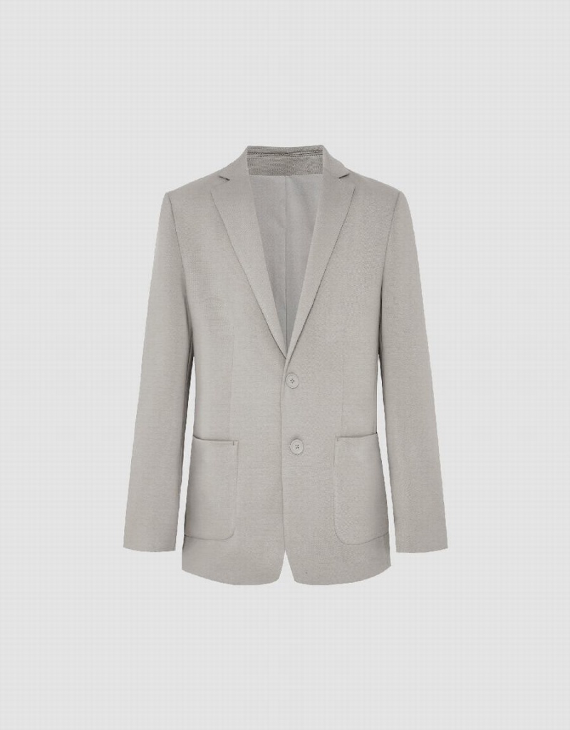 Blazers Urban Revivo Notch Lapel Tailored Hombre Grises Claro | OHZ6944XP