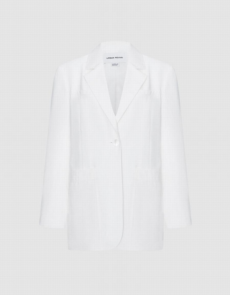 Blazers Urban Revivo Plain Single Breasted Mujer Blancos | PXC6285HE