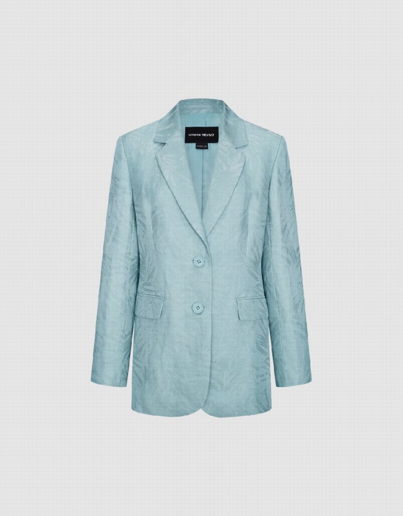 Blazers Urban Revivo Pritned Notch Lapel Mujer Azules | KDI715BH