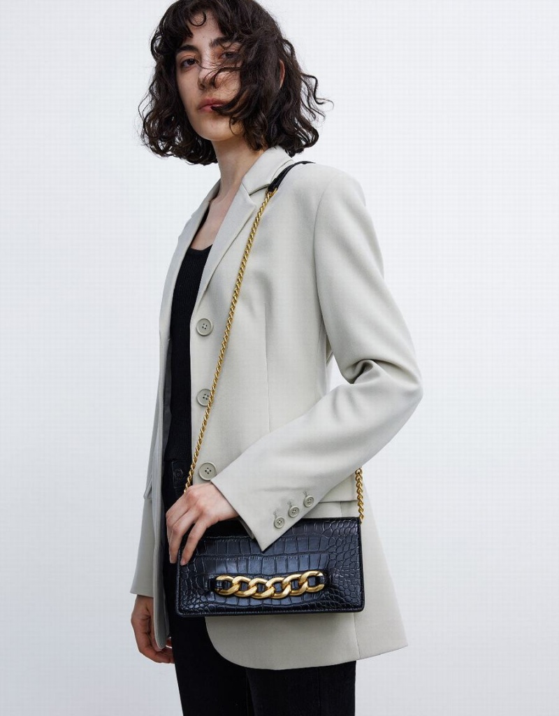 Blazers Urban Revivo Single Breasted Mujer Kaki | EMS1683IR