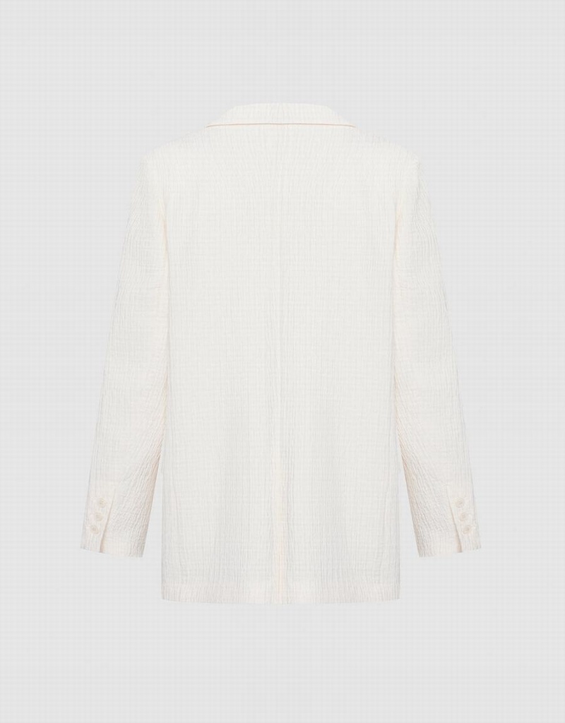 Blazers Urban Revivo Textured Double Breasted Mujer Blancos | CQT1160PJ