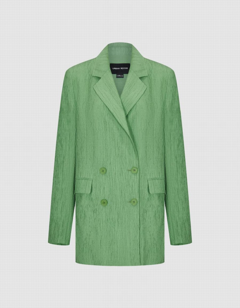 Blazers Urban Revivo Textured Notch Lapel Mujer Verdes | ZIU9726VU