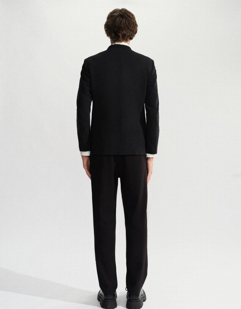 Blazers Urban Revivo V-Neck Directo Hombre Negros | YZH5988ZL