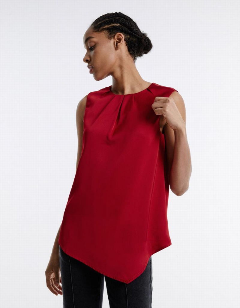 Blusa Urban Revivo Asymmetrical Hem Mujer Rojos | ZGW10040AK