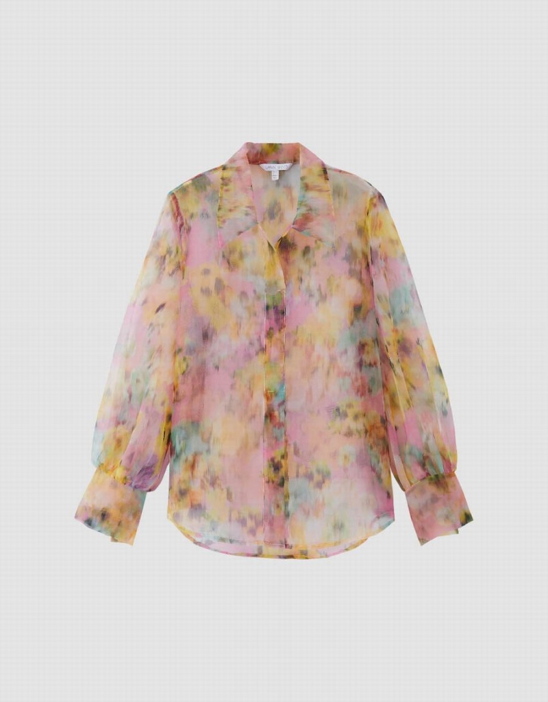 Blusa Urban Revivo Flowers Printed Sheer Overhead Mujer Multicolor | GGG2276MQ