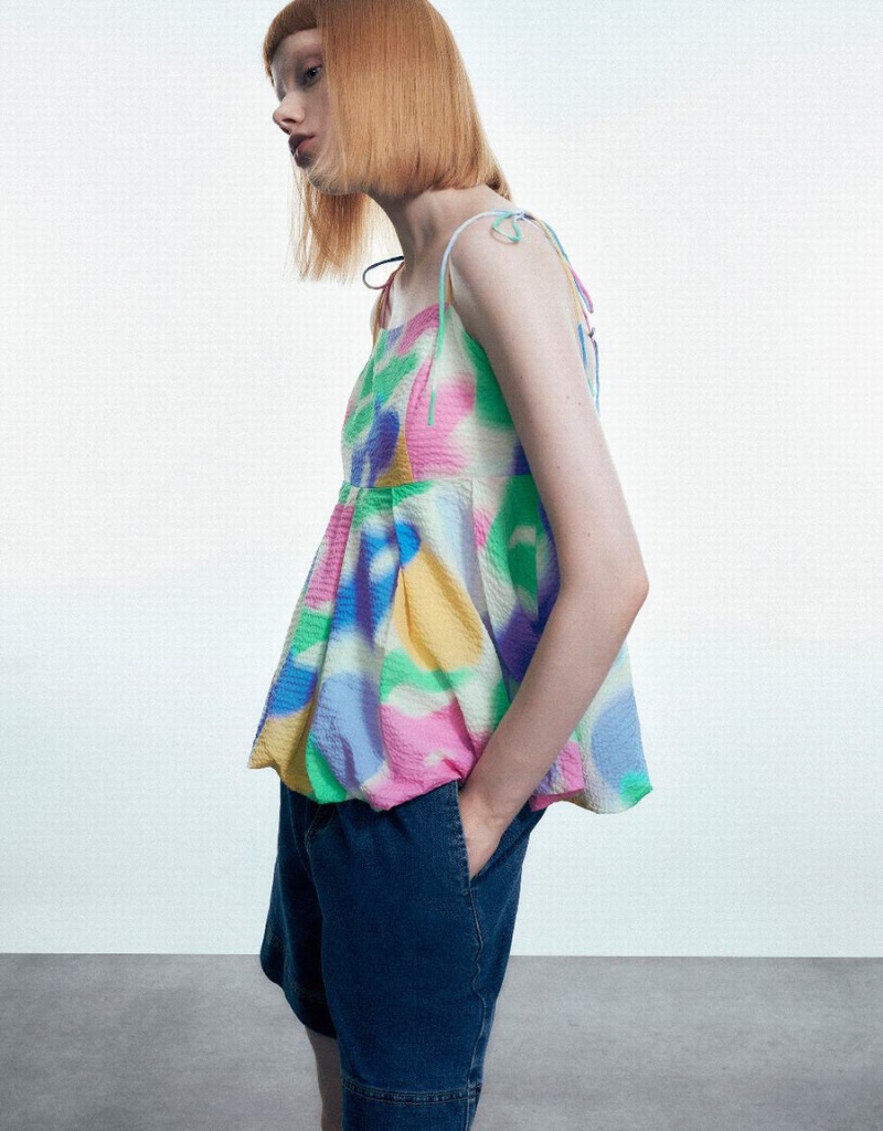 Blusa Urban Revivo Printed Off-Shoulder Cami Mujer Multicolor | MFS9348IM