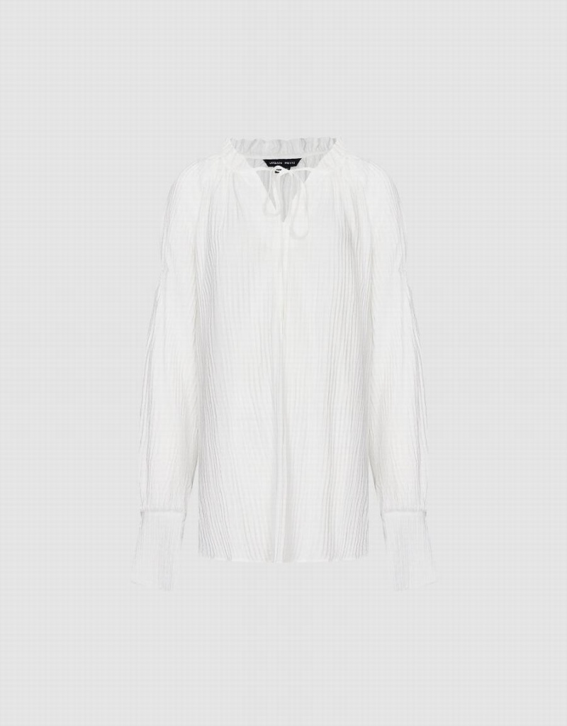 Blusa Urban Revivo Raglan Sleeve Textured Overhead Mujer Blancos | SIT9823PK