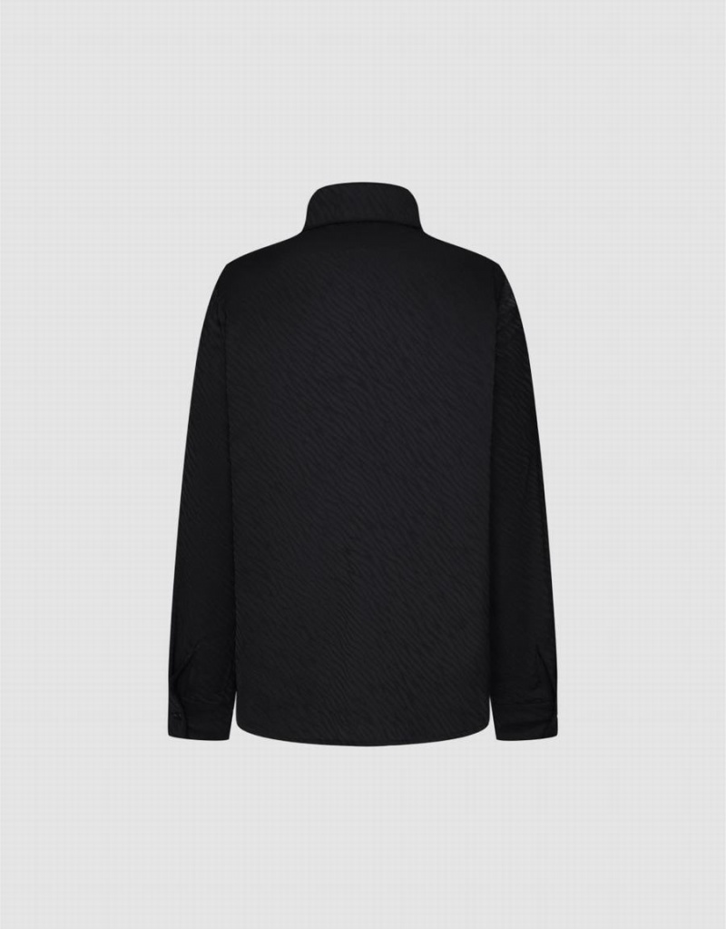 Blusa Urban Revivo Ruffle Front Mujer Negros | TVL553UY