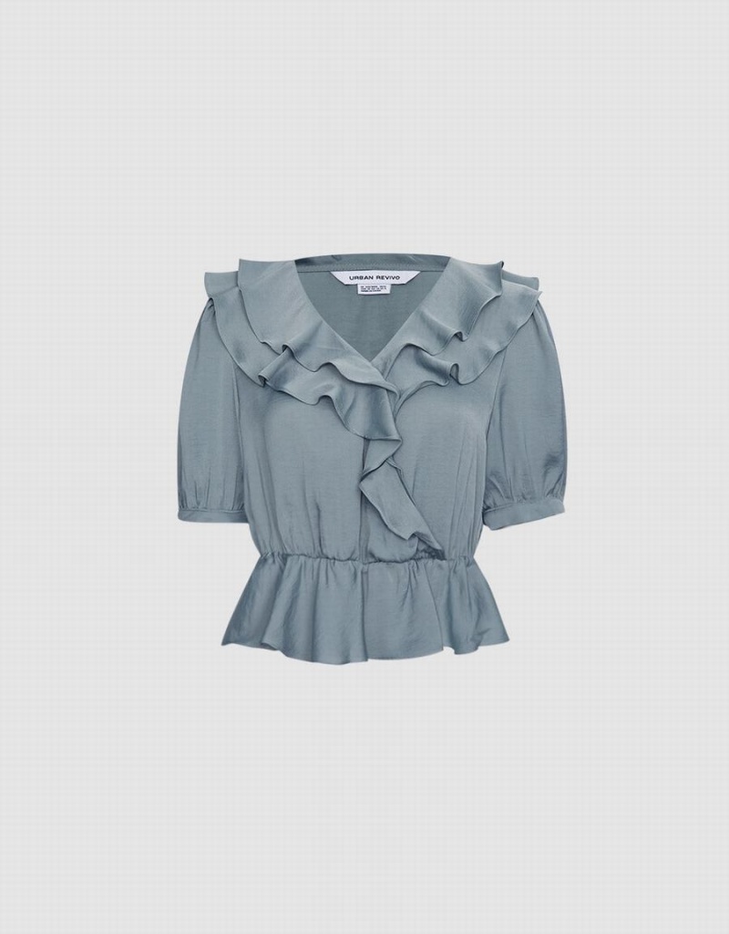 Blusa Urban Revivo Ruffle Mujer Blancos | CTB2458VP