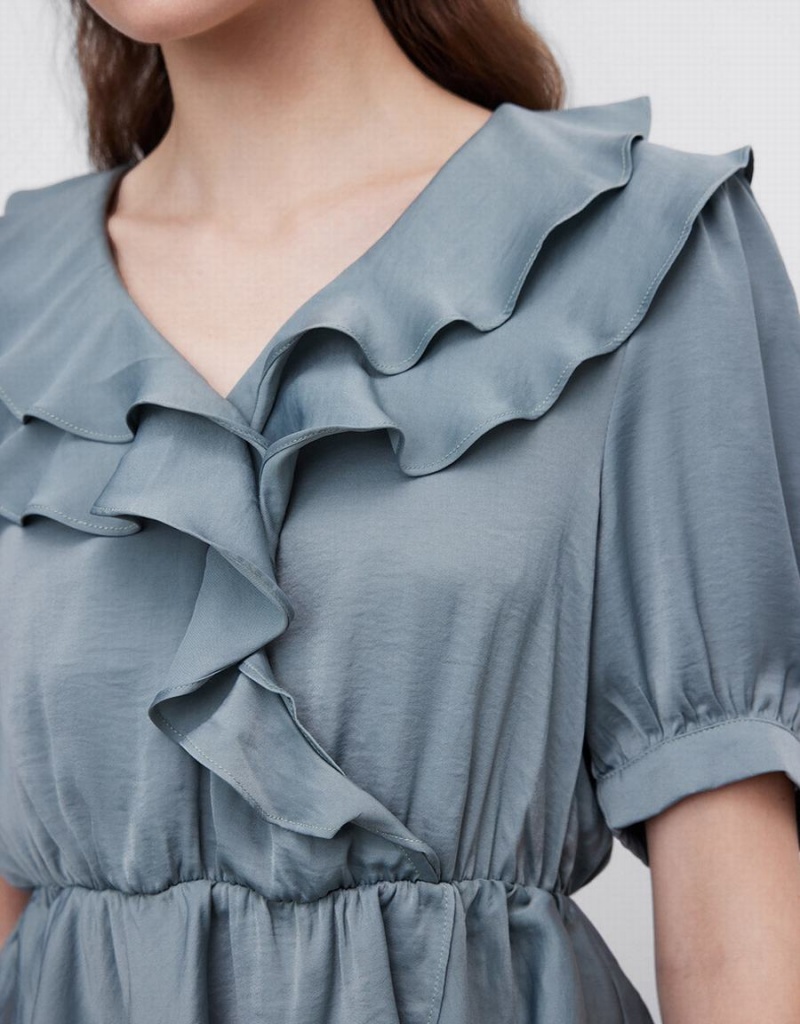 Blusa Urban Revivo Ruffle Mujer Blancos | CTB2458VP