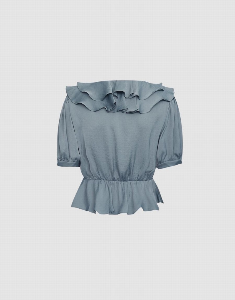 Blusa Urban Revivo Ruffle Mujer Blancos | CTB2458VP
