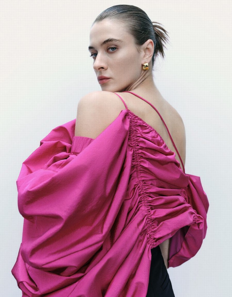 Blusa Urban Revivo Sin Manga Off-Shoulder Mujer Rosas Rojos | FGD7949JQ