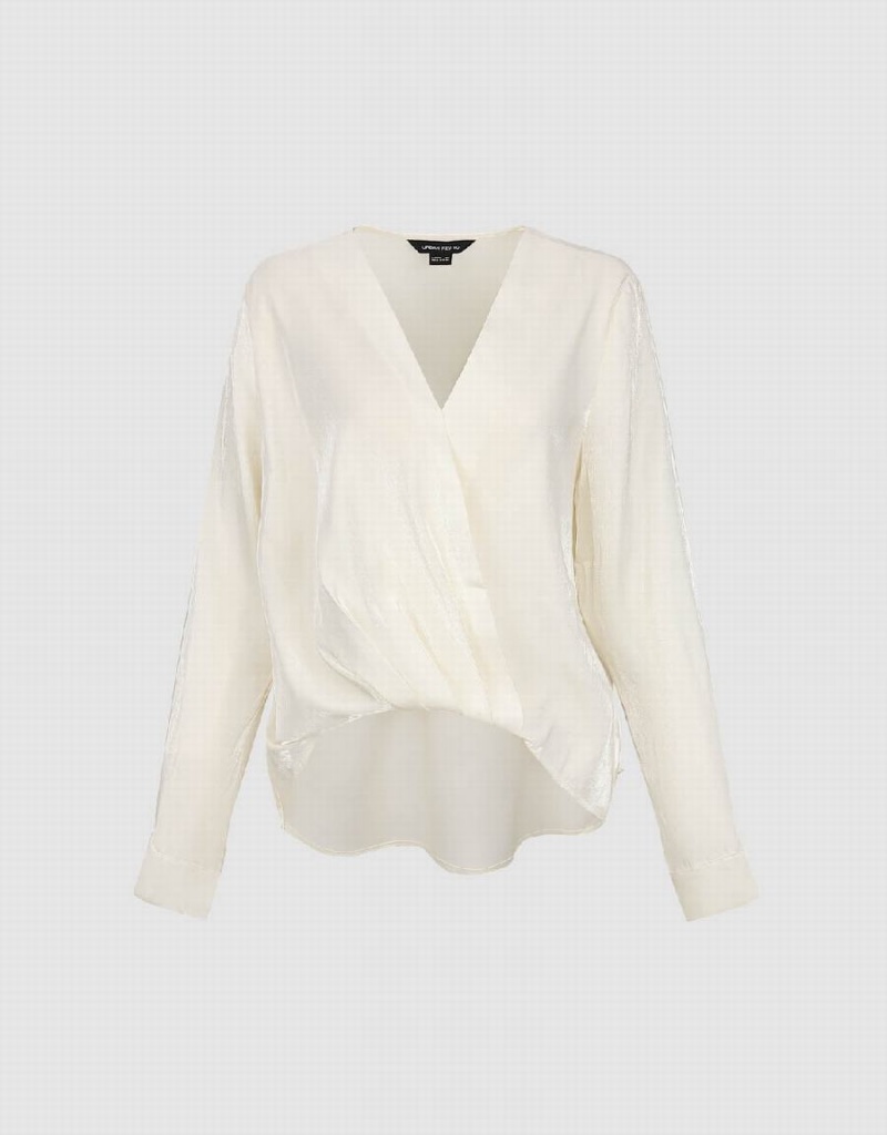 Blusa Urban Revivo Surplice Front V-Neck Overhead Mujer Blancos | GLH1070CL