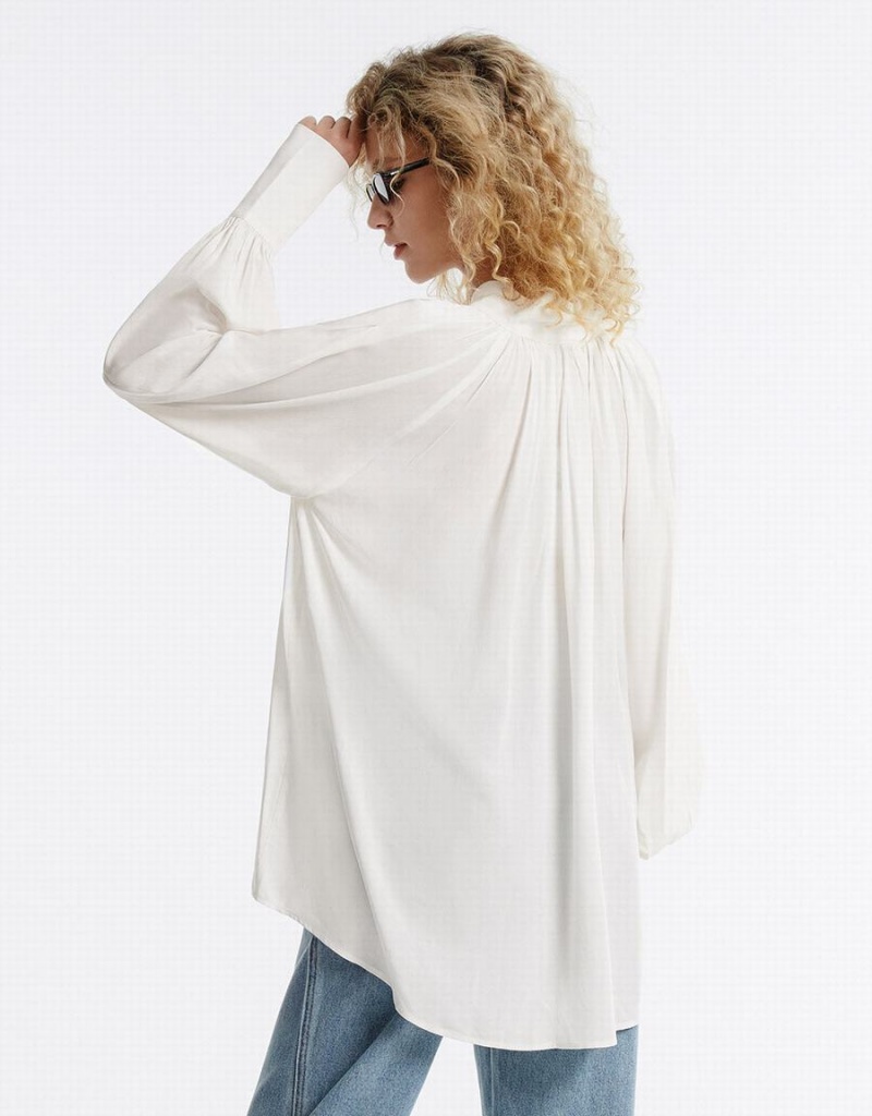 Blusa Urban Revivo Tie Front Mujer Blancos | QJV2089QH