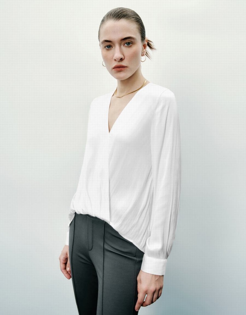 Blusa Urban Revivo V-Neck Overhead Mujer Blancos | CKO9564EU