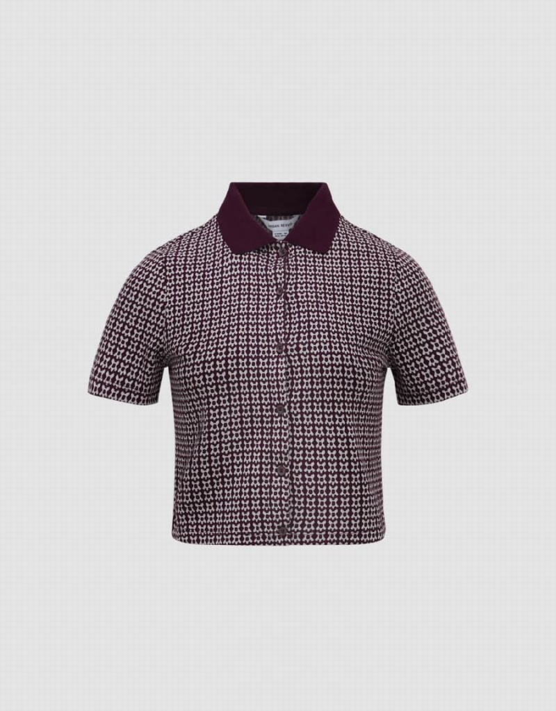 Camisa Polo Urban Revivo Button Up Mujer Rojos | OVH9383CR