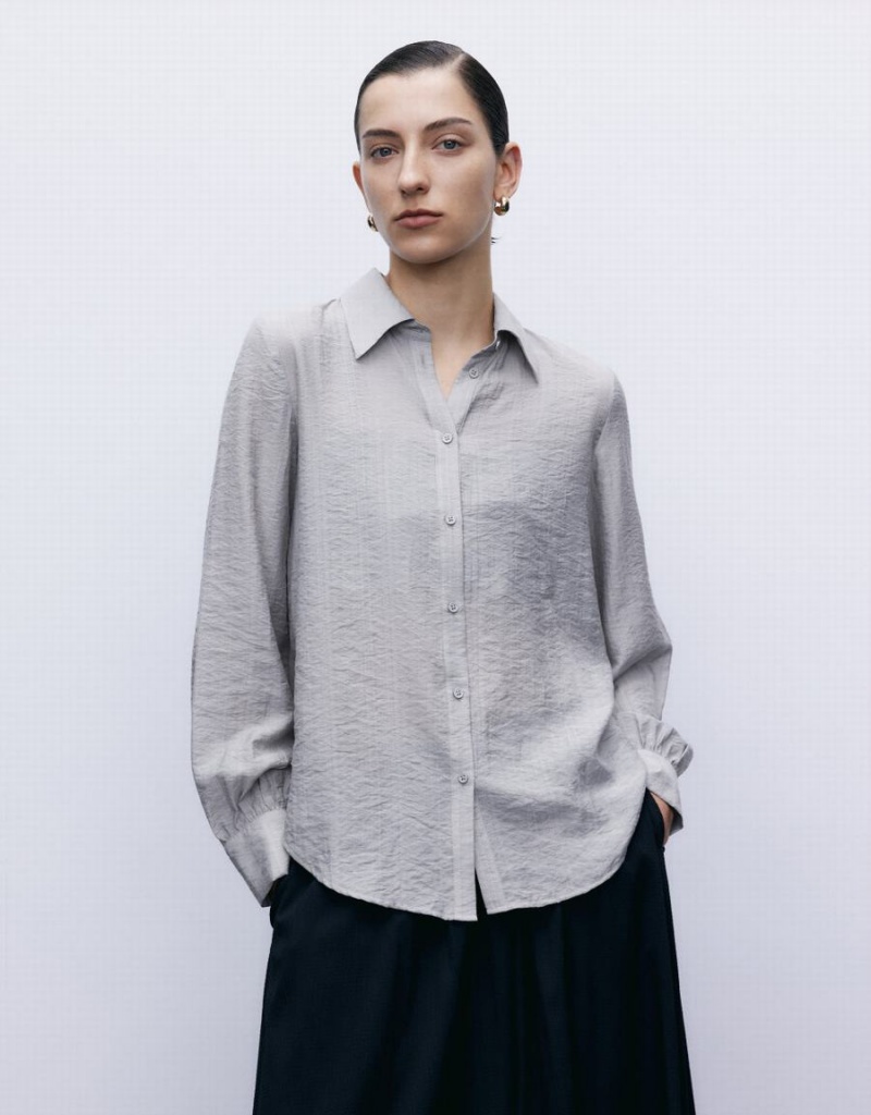 Camisas Urban Revivo 2 In 1 Button Up Mujer Grises Claro | VZT415RZ