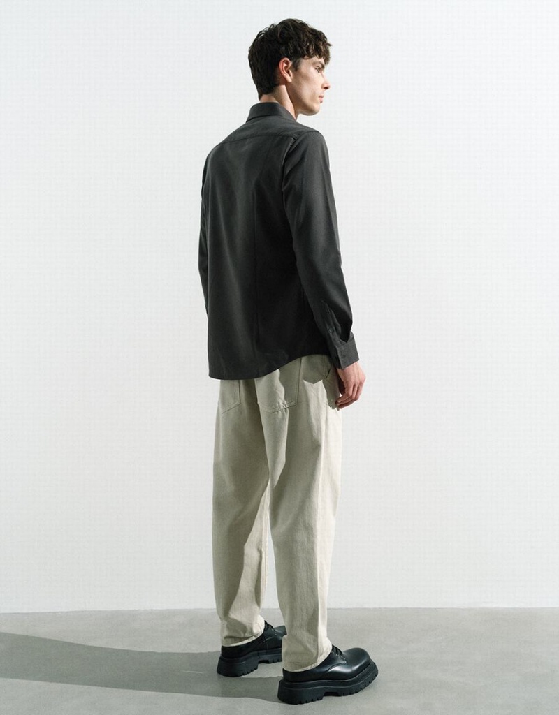 Camisas Urban Revivo Button Up Directo Hombre Verdes | BXV5018AV