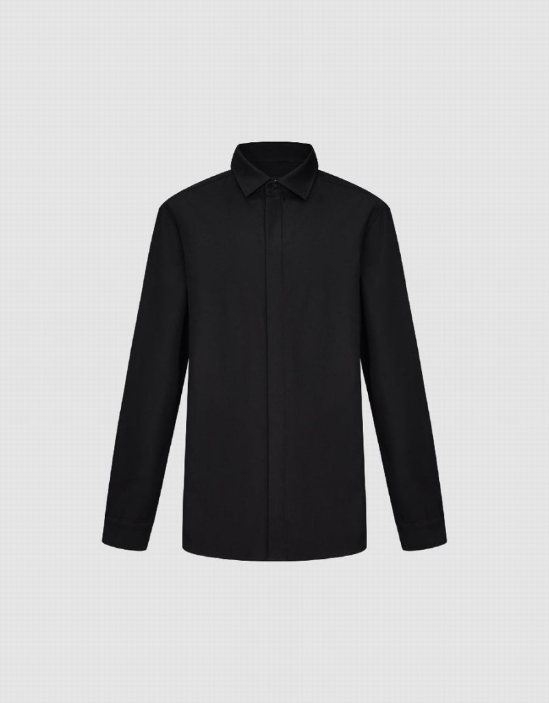 Camisas Urban Revivo Button Up Directo Hombre Negros | HQZ32100GX