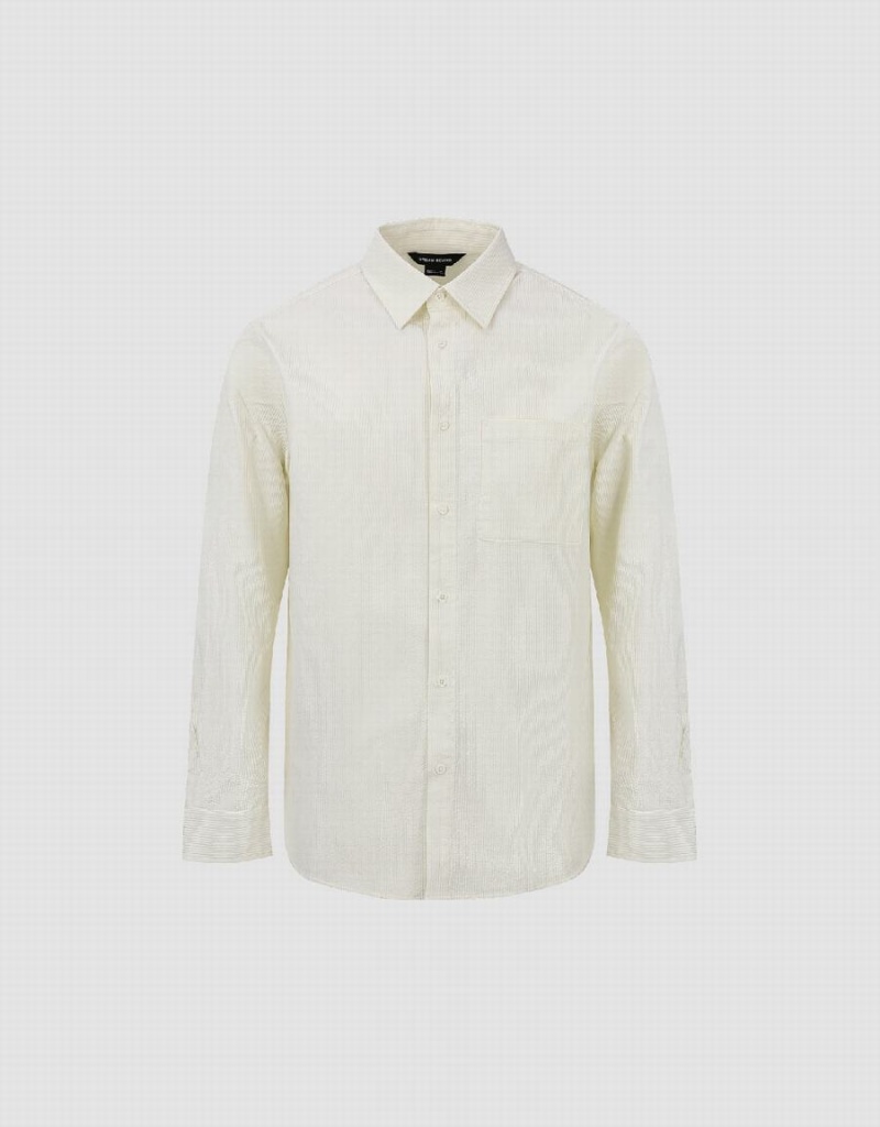 Camisas Urban Revivo Button Up Directo Hombre Blancos | JAD771TO