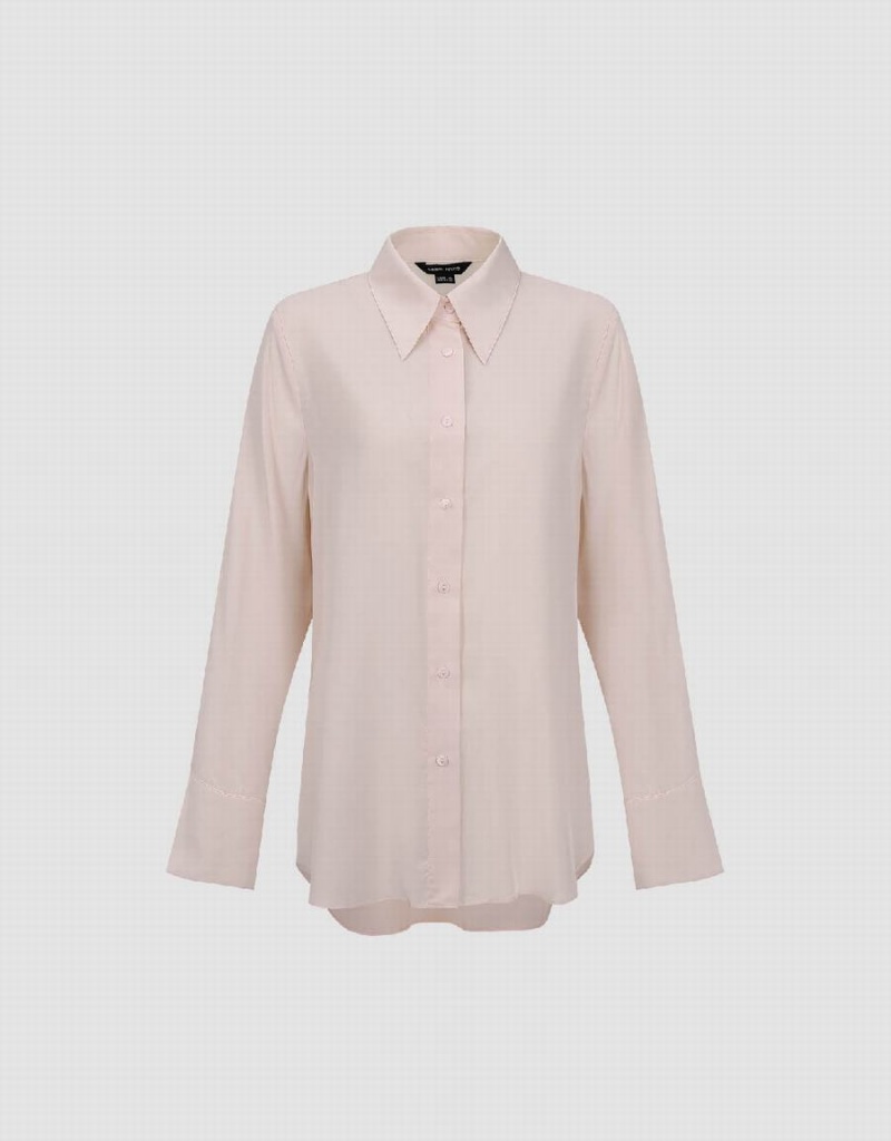 Camisas Urban Revivo Button Up Directo Mujer Rosas | MAZ1983VD