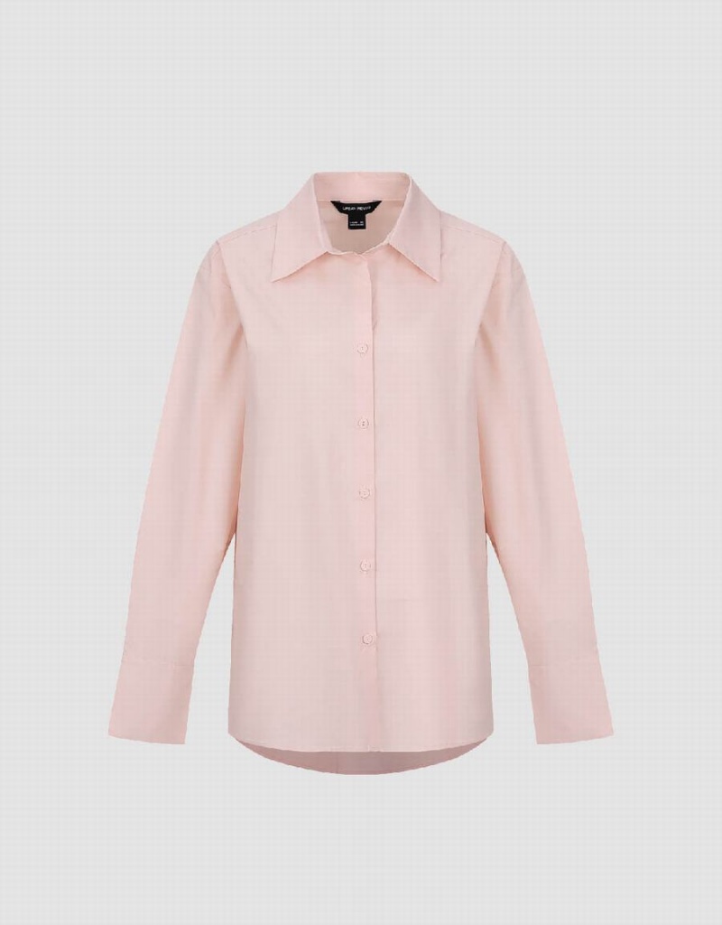 Camisas Urban Revivo Button Up Directo Mujer Rosas | QLM4019AK