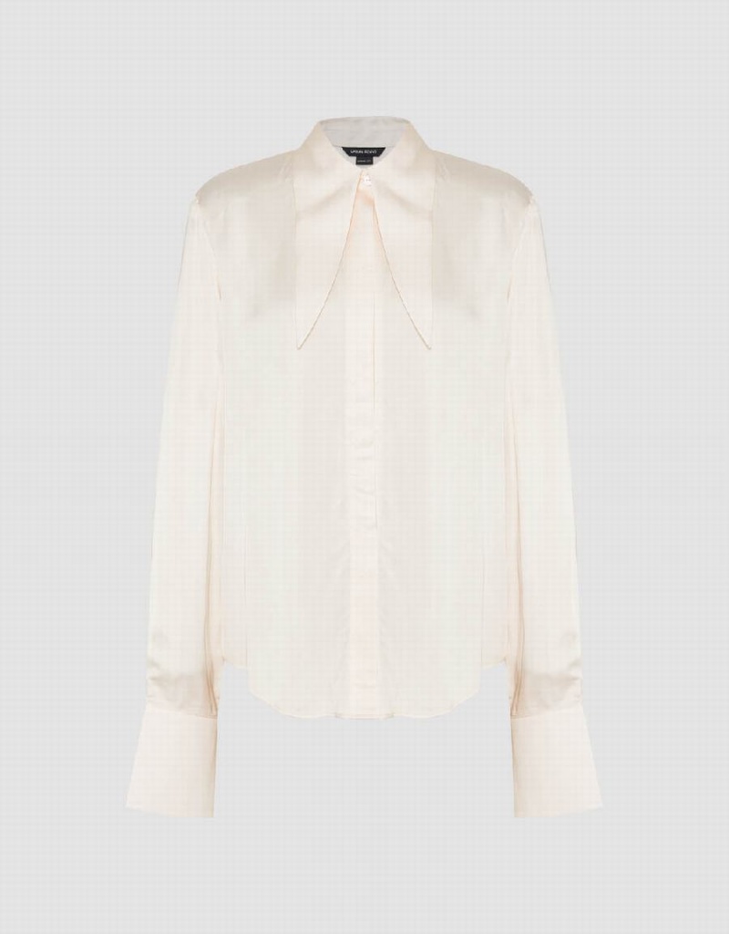 Camisas Urban Revivo Button Up Directo Mujer Beige | ZEM3551EZ