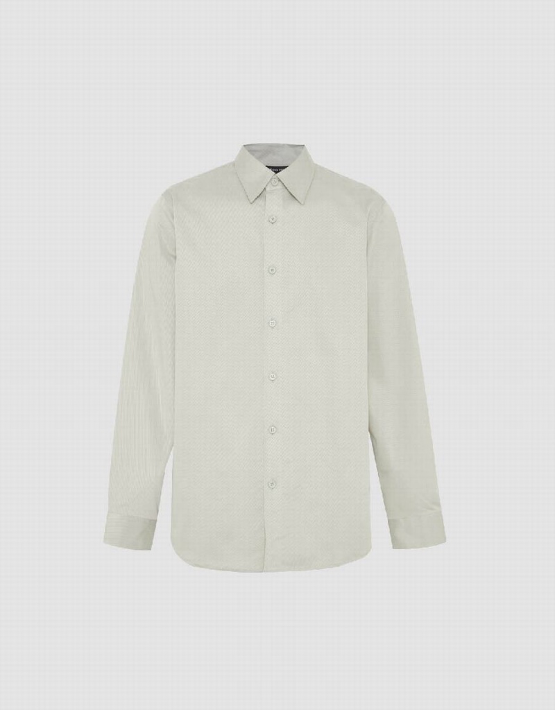 Camisas Urban Revivo Button Up Loose Hombre Verdes | RSY498YN