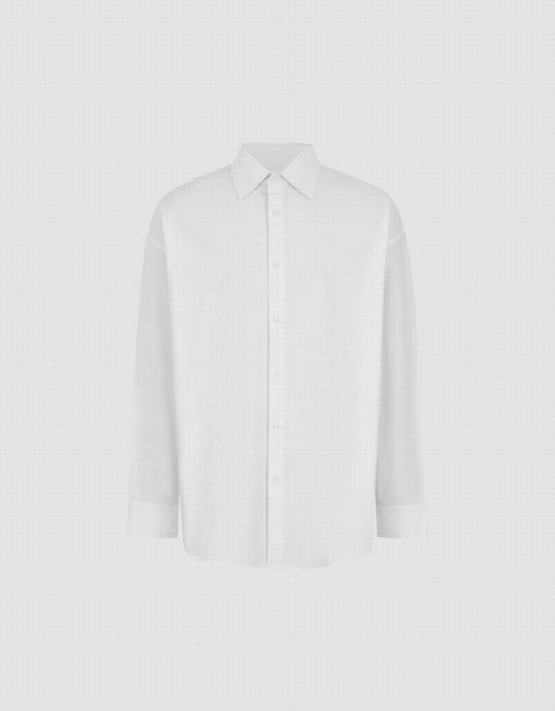 Camisas Urban Revivo Button Up Loose Hombre Blancos | ESN2573EJ