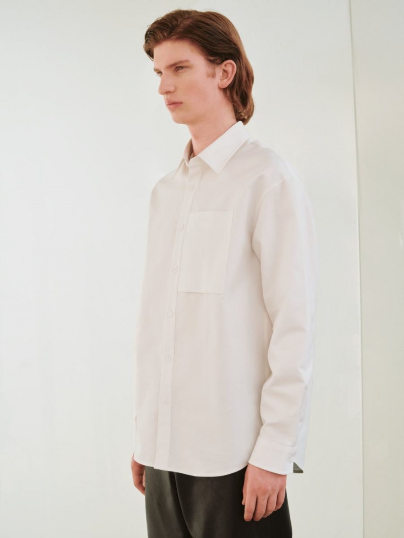 Camisas Urban Revivo Button Up Loose Hombre Blancos | UQA285JX