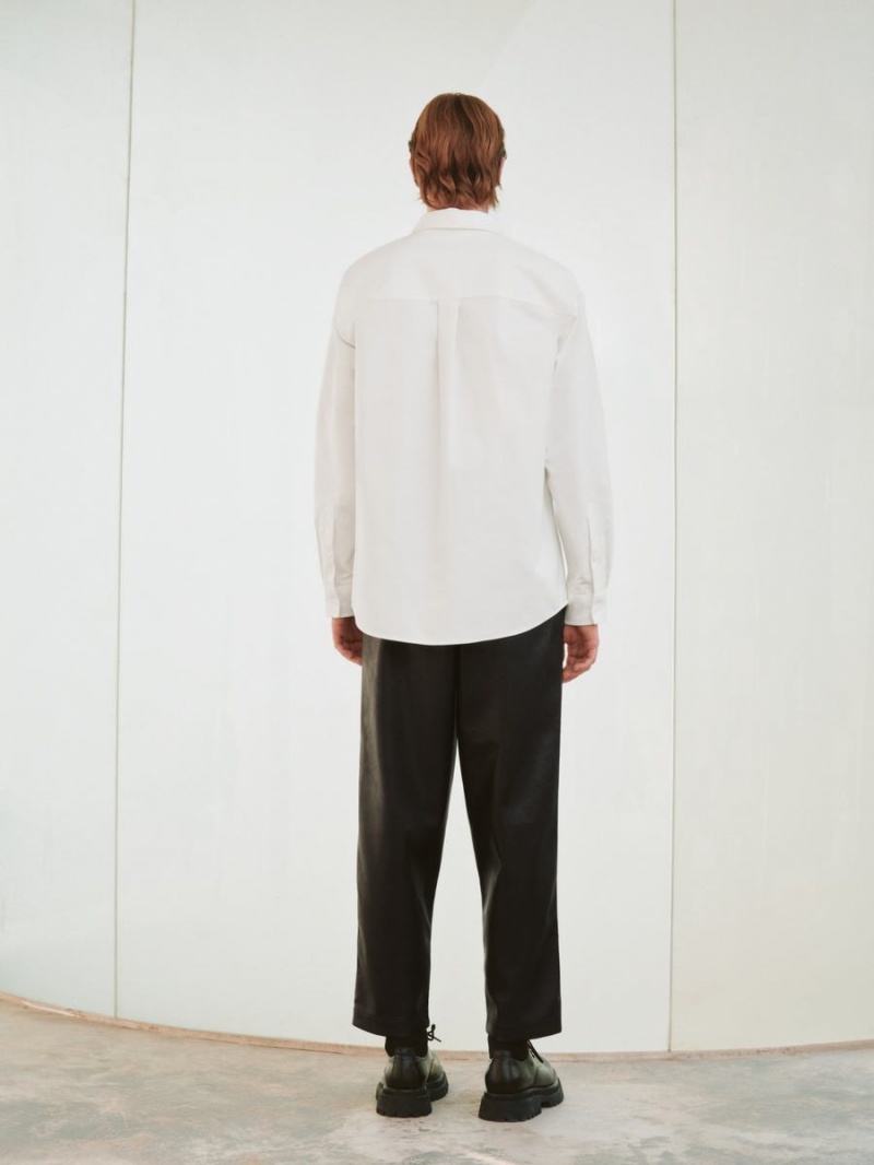 Camisas Urban Revivo Button Up Loose Hombre Blancos | UQA285JX