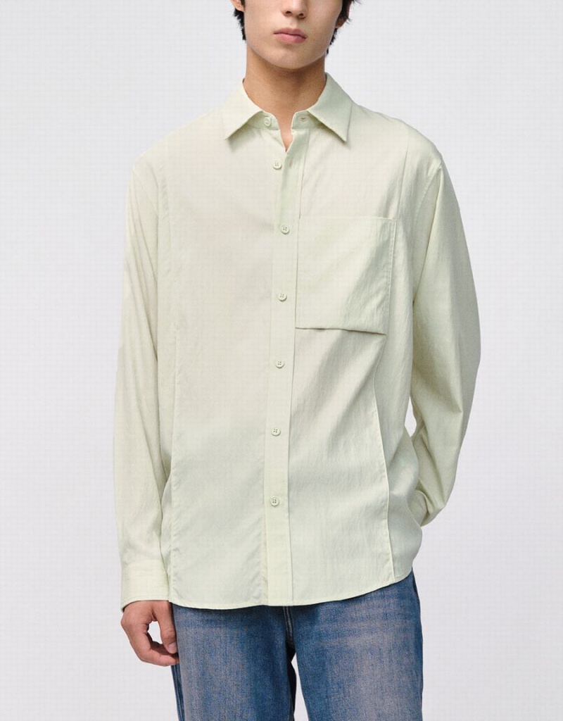 Camisas Urban Revivo Button Up Loose Hombre Verdes | JVM5182HM