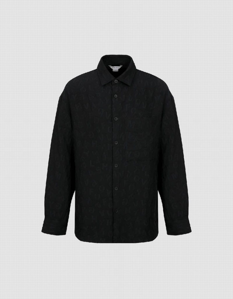 Camisas Urban Revivo Button Up Textured Loose Hombre Negros | ICP4860WG