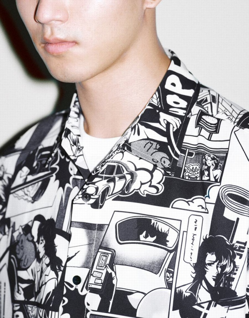 Camisas Urban Revivo Comic Printed Loose Hombre Grises | CDG726SF