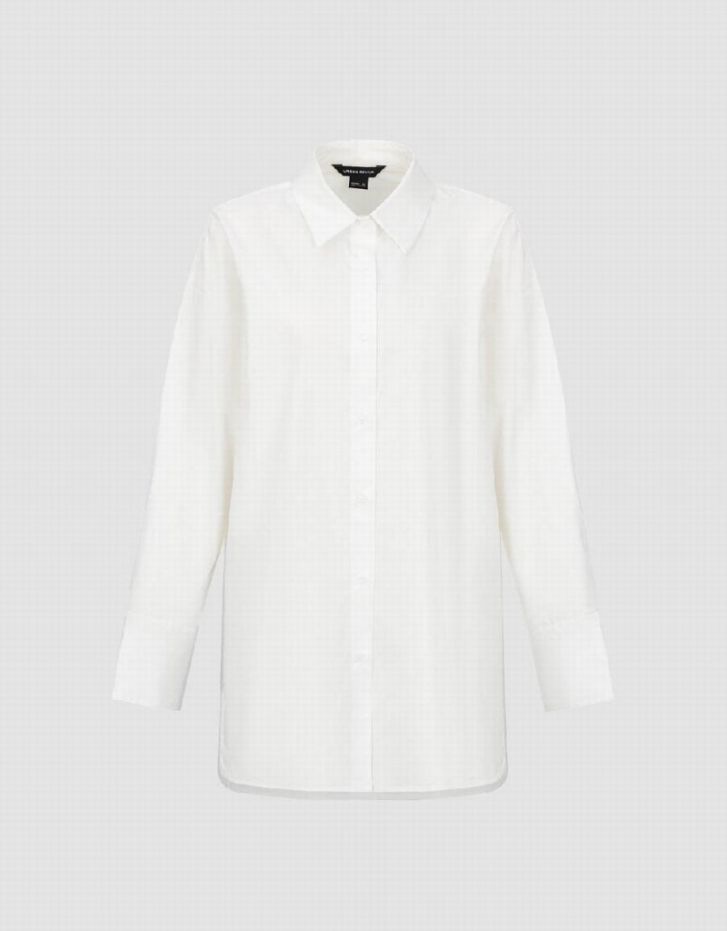 Camisas Urban Revivo Directo Loose Mujer Blancos | GAH5228NG