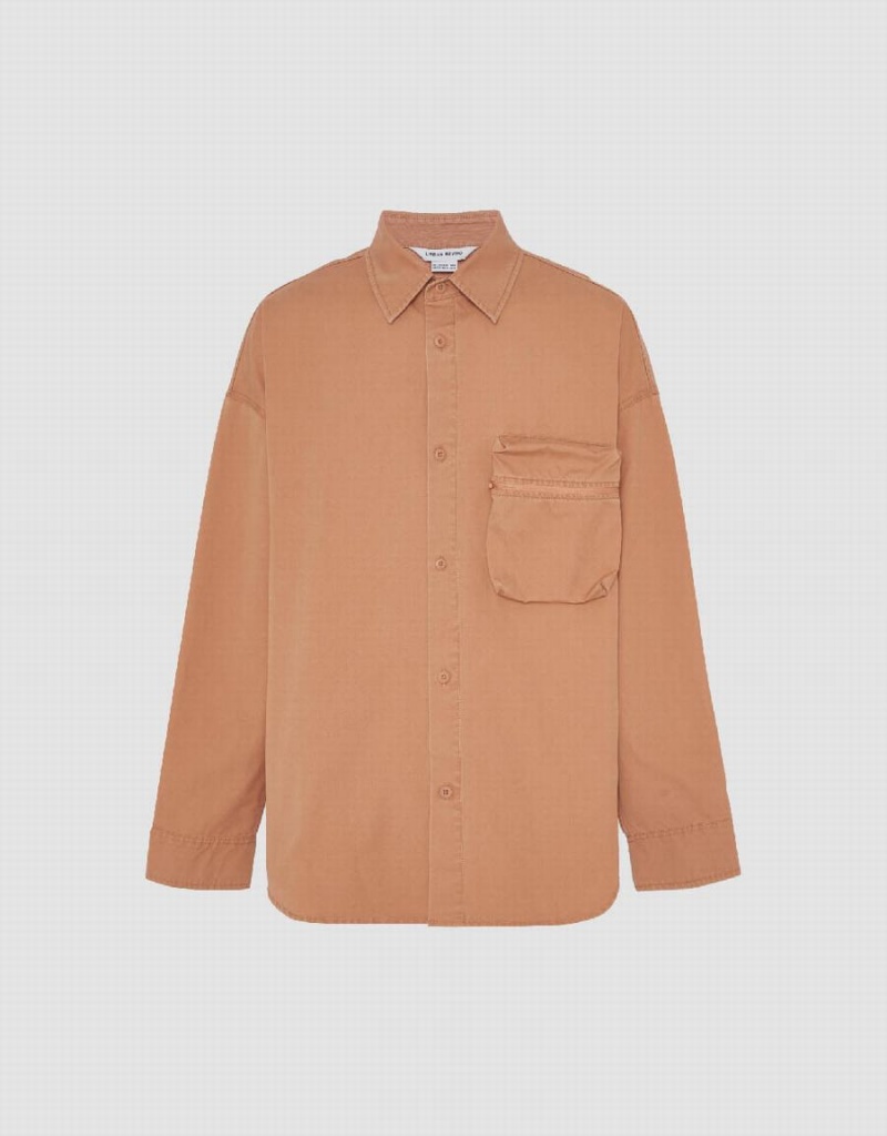 Camisas Urban Revivo Directo Oversized Hombre Naranjas | TAC453EI