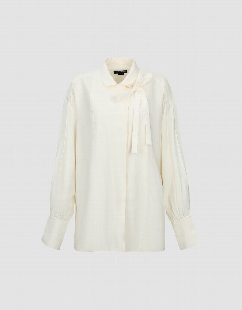 Camisas Urban Revivo Directo With Tie Mujer Blancos | MNQ235QD