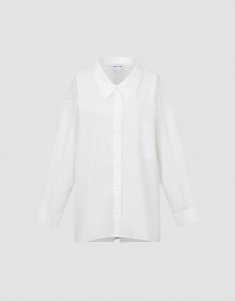 Camisas Urban Revivo Drop Shoulder Sleeve Button Up Directo Mujer Blancos | VWM199VS