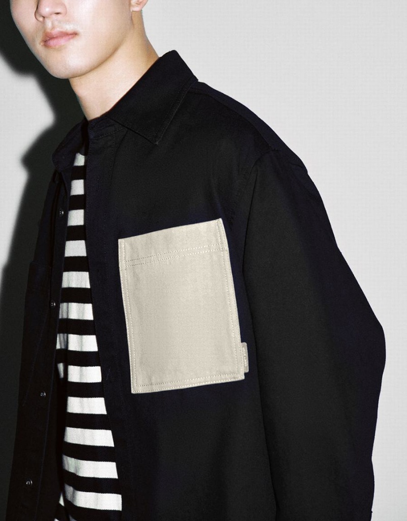 Camisas Urban Revivo Oversized Denim Hombre Negros | DBA8268MB