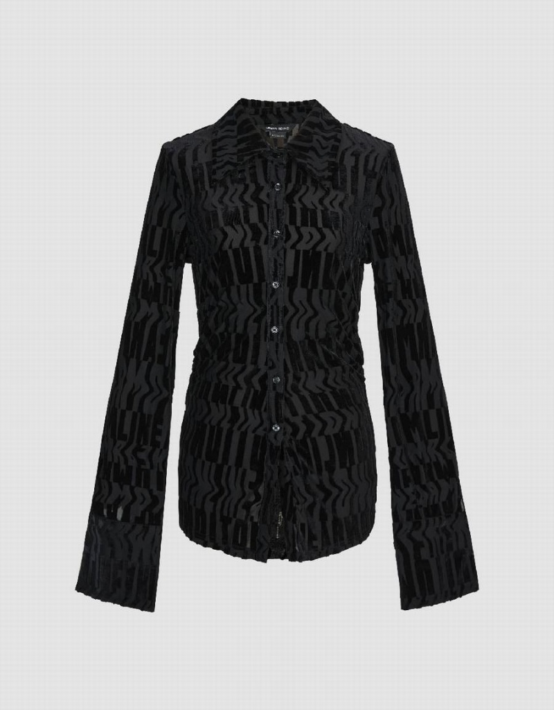 Camisas Urban Revivo Printed Flaco Skater Mujer Negros | JMP9685KP