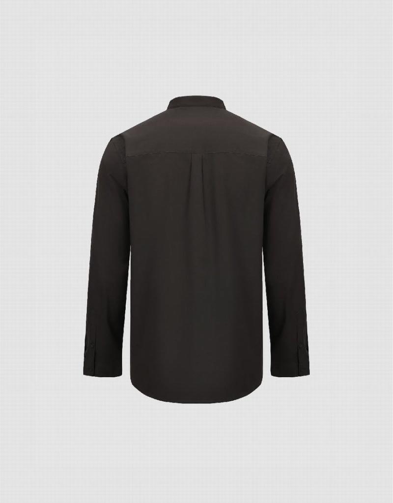 Camisas Urban Revivo Standard Sleeve A-Line Hombre Grises Oscuro | AZK9880UP