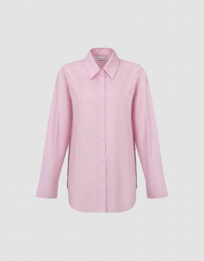 Camisas Urban Revivo Standard Sleeve Button Up Mujer Rosas | VDH8269MU