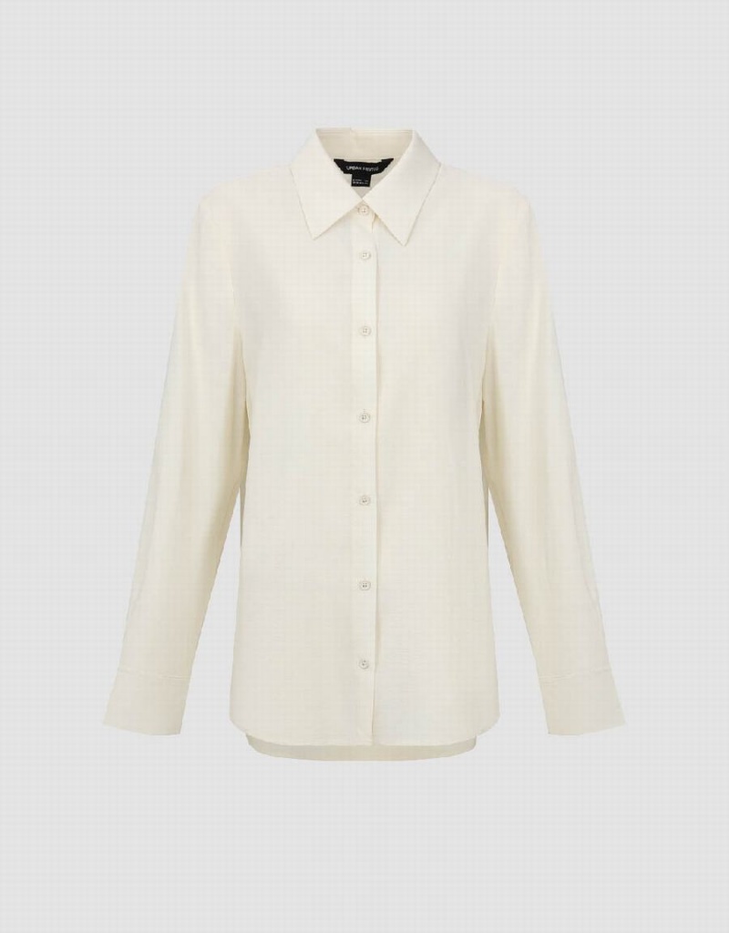 Camisas Urban Revivo Textured Directo Mujer Kaki Grises | HSN9057AX
