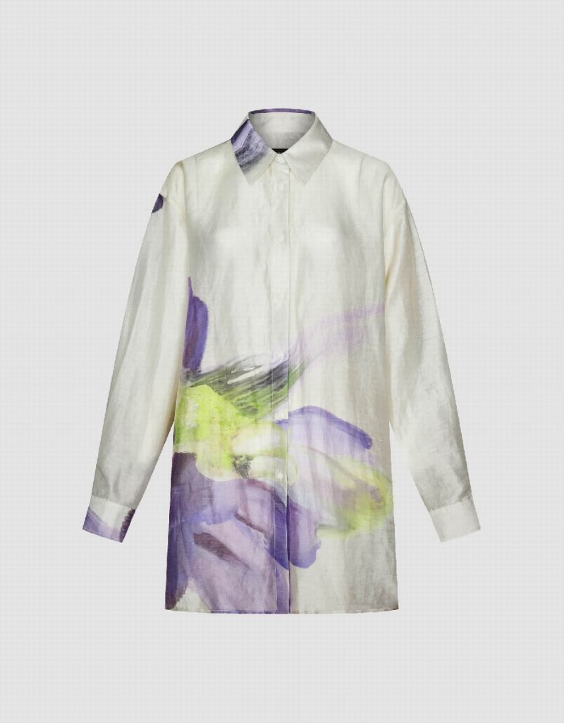 Camisas Urban Revivo Textured Printed Directo Mujer Blancos | RNH7597IS
