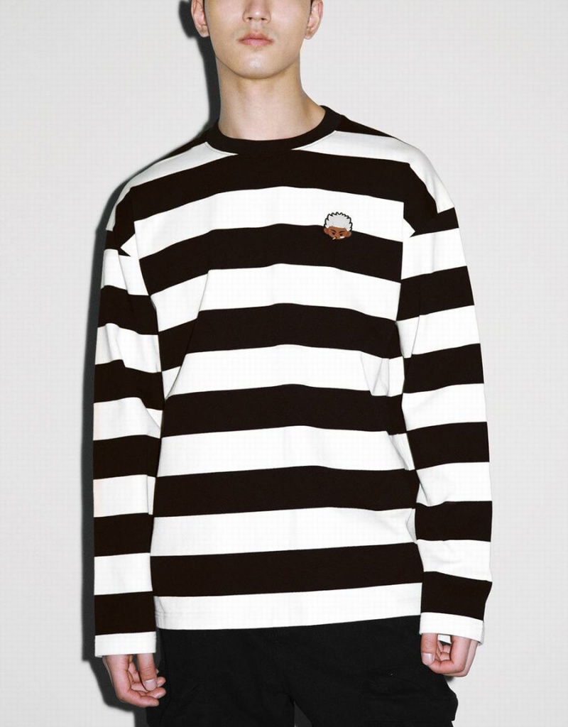 Camiseta Urban Revivo A Rayas Crew Neck De Punto Hombre Grises | DOY5489IW