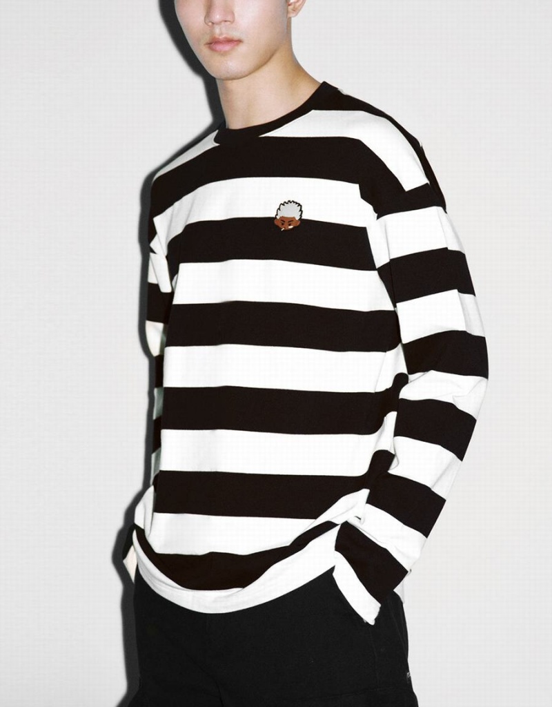 Camiseta Urban Revivo A Rayas Crew Neck De Punto Hombre Grises | DOY5489IW