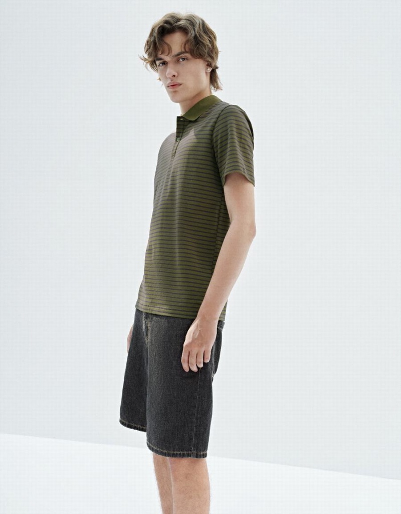 Camiseta Urban Revivo A Rayas Hombre Verdes | CFZ9869KL