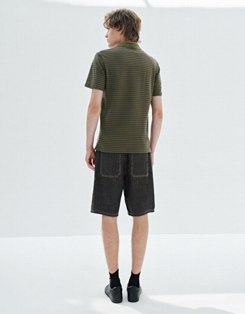 Camiseta Urban Revivo A Rayas Hombre Verdes | CFZ9869KL